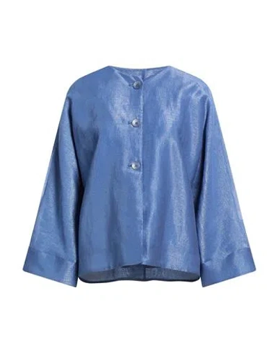 Alessia Santi Woman Jacket Slate Blue Size 8 Viscose, Polyester