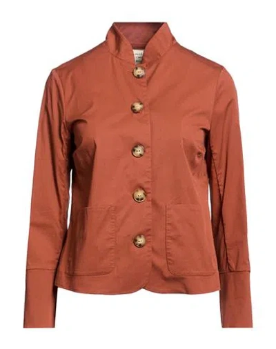 Alessia Santi Woman Jacket Tan Size 10 Cotton, Polyamide, Elastane In Brown