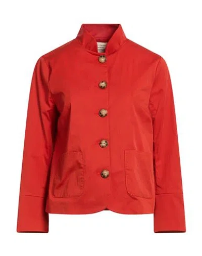 Alessia Santi Woman Jacket Tomato Red Size 6 Cotton, Polyamide, Elastane