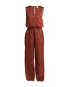 Alessia Santi Woman Jumpsuit Brown Size 6 Cotton