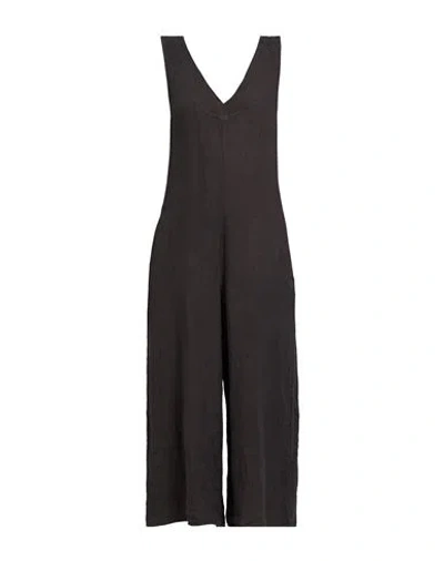 Alessia Santi Woman Jumpsuit Dark Brown Size 8 Linen