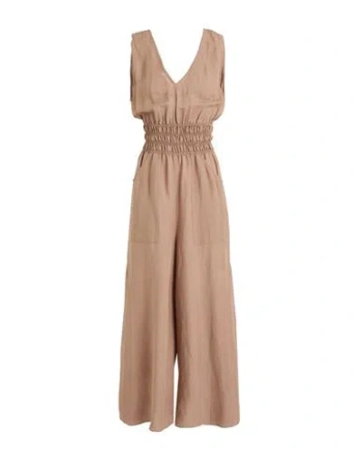 Alessia Santi Woman Jumpsuit Light Brown Size 6 Viscose, Linen
