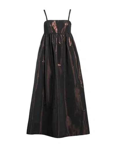 Alessia Santi Woman Maxi Dress Black Size 6 Polyester, Metallic Fiber