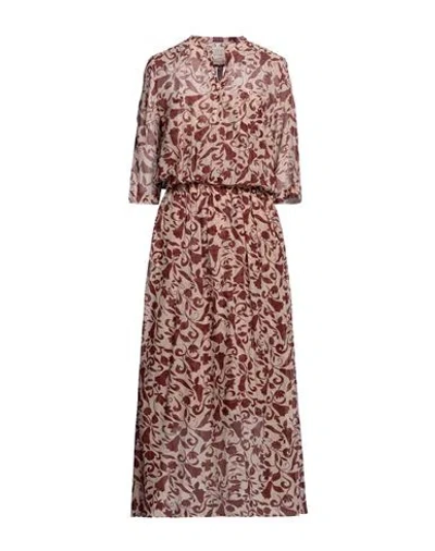 Alessia Santi Woman Maxi Dress Blush Size 6 Cotton, Silk In Brown