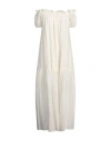Alessia Santi Woman Maxi Dress Cream Size 6 Cotton, Silk, Viscose In White