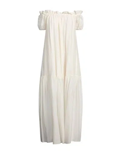 Alessia Santi Woman Maxi Dress Cream Size 6 Cotton, Silk, Viscose In White