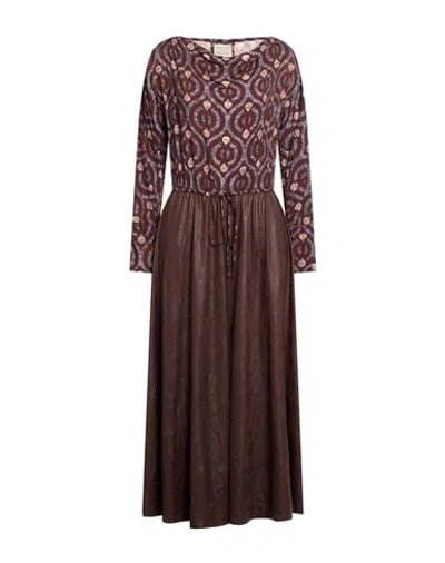Alessia Santi Woman Maxi Dress Dark Brown Size 1 Polyester, Elastane, Viscose