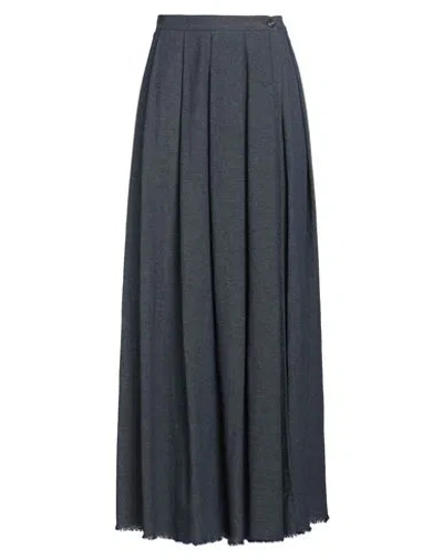 Alessia Santi Woman Maxi Skirt Blue Size 10 Cotton, Polyester