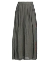 Alessia Santi Woman Maxi Skirt Military Green Size 2 Linen