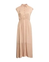 Alessia Santi Woman Midi Dress Beige Size 8 Viscose, Cupro In Neutral