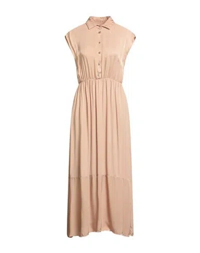 Alessia Santi Woman Midi Dress Beige Size 8 Viscose, Cupro In Neutral