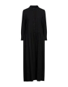 Alessia Santi Woman Midi Dress Black Size 2 Cotton, Viscose, Wool, Polyamide, Elastane In Black