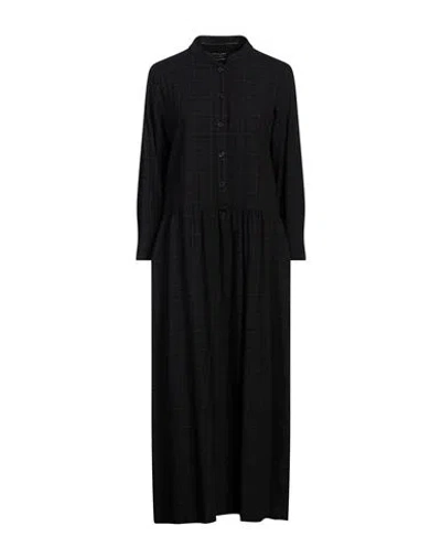 Alessia Santi Woman Midi Dress Black Size 2 Cotton, Viscose, Wool, Polyamide, Elastane