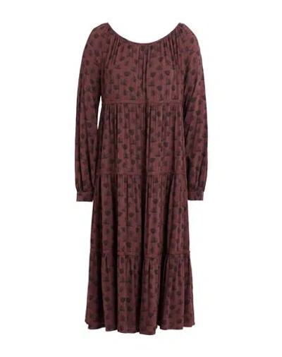 Alessia Santi Woman Midi Dress Brown Size 6 Viscose