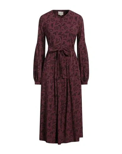 Alessia Santi Woman Midi Dress Burgundy Size 6 Viscose In Red