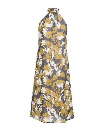 Alessia Santi Woman Midi Dress Charcoal Size 8 Cotton In Gray