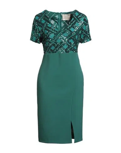 Alessia Santi Woman Midi Dress Emerald Green Size 8 Polyester, Elastane