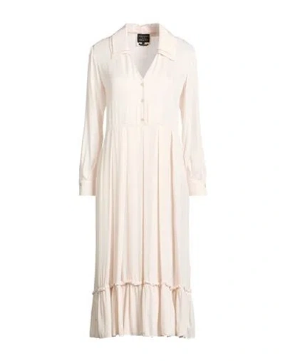 Alessia Santi Woman Midi Dress Ivory Size 6 Cotton, Polyamide, Elastane In Neutral