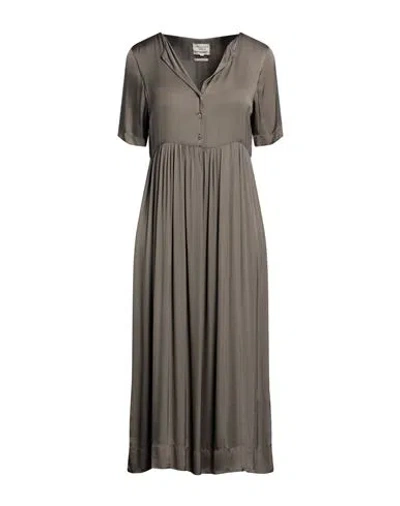 Alessia Santi Woman Midi Dress Khaki Size 8 Viscose In Beige