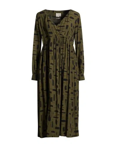 Alessia Santi Woman Midi Dress Military Green Size 6 Viscose