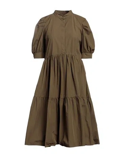 Alessia Santi Woman Midi Dress Military Green Size 8 Cotton