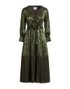 Alessia Santi Woman Midi Dress Military Green Size 8 Viscose, Polyester In Green