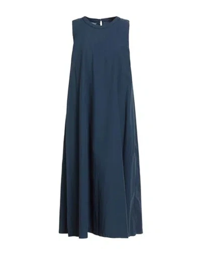 Alessia Santi Woman Midi Dress Navy Size 6 Cotton In Blue