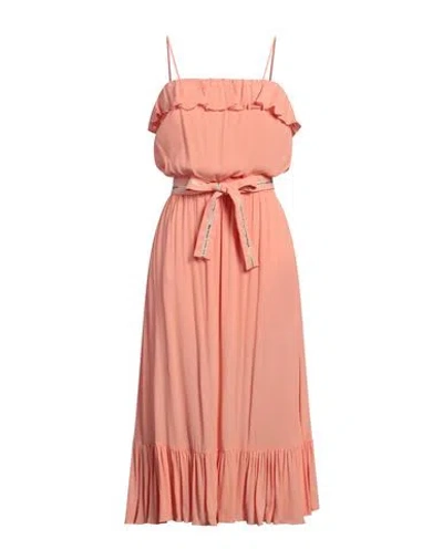 Alessia Santi Woman Midi Dress Salmon Pink Size 6 Cotton