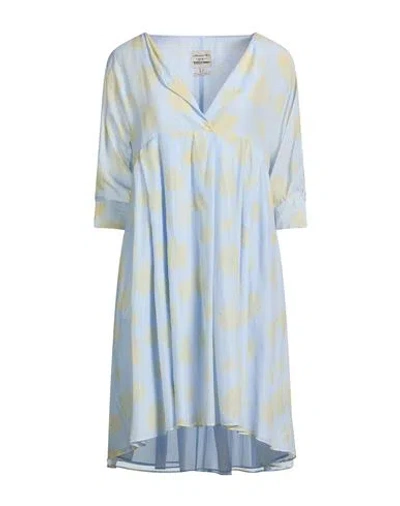 Alessia Santi Woman Midi Dress Sky Blue Size 4 Cotton, Silk