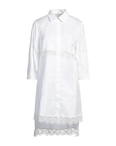 Alessia Santi Woman Midi Dress White Size 6 Cotton, Elastane