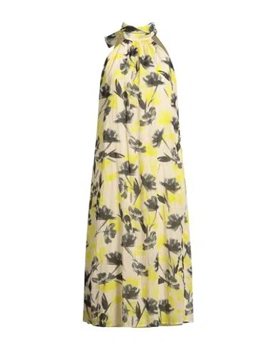 Alessia Santi Woman Midi Dress Yellow Size 10 Cotton