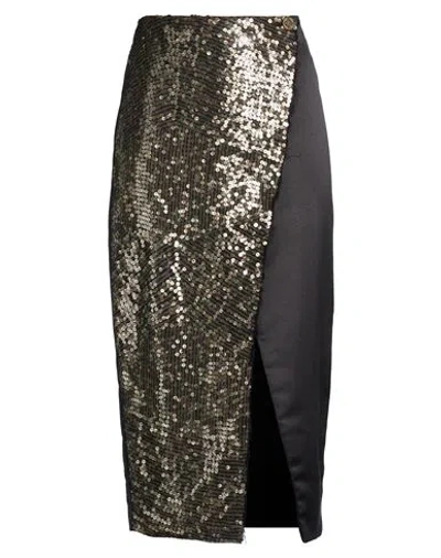 Alessia Santi Woman Midi Skirt Black Size 4 Polyester In Multi