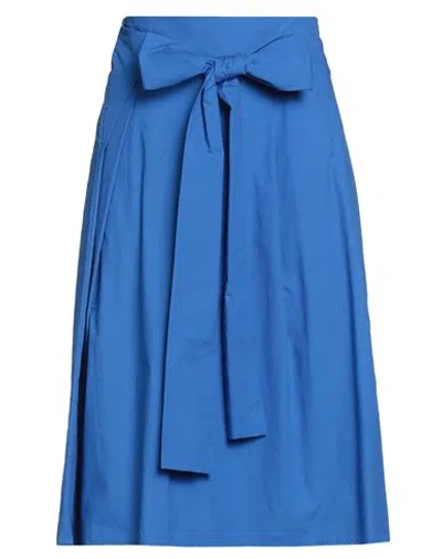 Alessia Santi Woman Midi Skirt Blue Size 6 Cotton