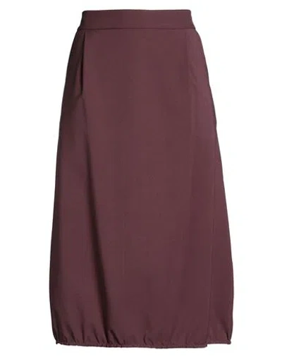 Alessia Santi Woman Midi Skirt Chocolate Brown Size 6 Polyester, Elastane