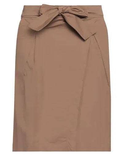 Alessia Santi Woman Midi Skirt Khaki Size 10 Cotton, Polyamide, Elastane In Beige