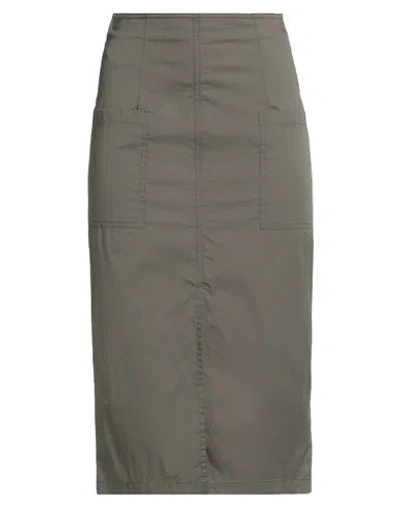 Alessia Santi Woman Midi Skirt Military Green Size 10 Cotton, Polyamide, Elastane In Gray