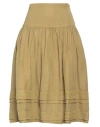 Alessia Santi Woman Midi Skirt Mustard Size 6 Linen, Cotton In Green