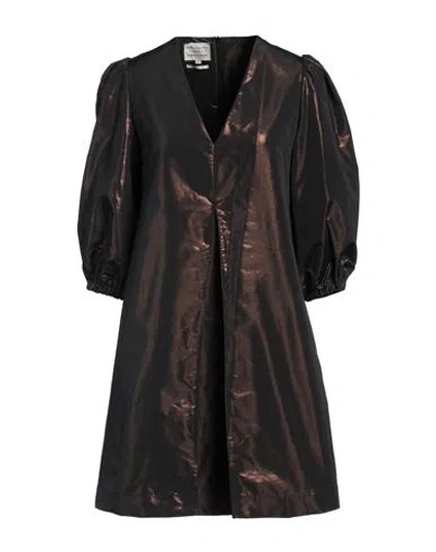 Alessia Santi Woman Mini Dress Black Size 6 Polyester, Metallic Fiber