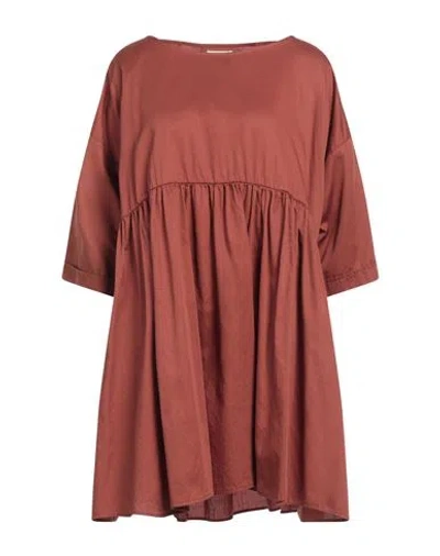 Alessia Santi Woman Mini Dress Brown Size 6 Cotton