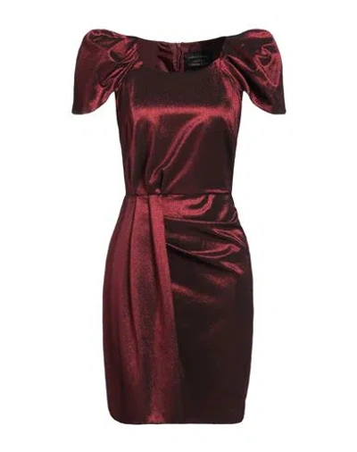 Alessia Santi Woman Mini Dress Burgundy Size 10 Polyester, Metal, Elastane In Red