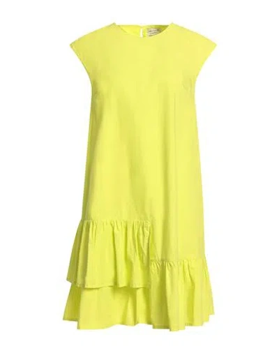 Alessia Santi Woman Mini Dress Lime Green Size 6 Cotton In Yellow