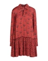 Alessia Santi Woman Mini Dress Rust Size 8 Viscose In Red