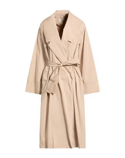 Alessia Santi Woman Overcoat & Trench Coat Beige Size 8 Cotton, Polyamide, Elastane