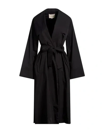 Alessia Santi Woman Overcoat & Trench Coat Black Size 10 Cotton, Polyamide, Elastane
