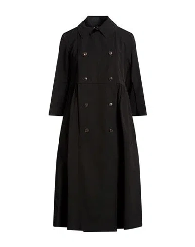 Alessia Santi Woman Overcoat & Trench Coat Black Size 2 Polyester, Cotton