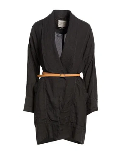 Alessia Santi Woman Overcoat & Trench Coat Charcoal Size 6 Linen In Gray