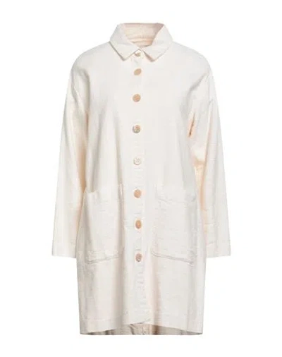 Alessia Santi Woman Overcoat & Trench Coat Cream Size 8 Cotton, Elastane In White