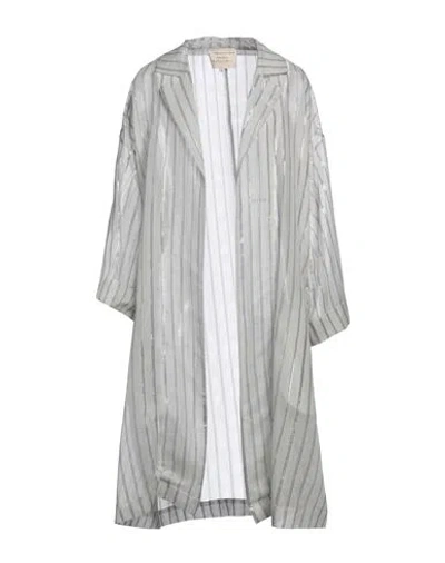 Alessia Santi Woman Overcoat & Trench Coat Light Grey Size 6 Cotton, Silk, Viscose, Polyester In Multi