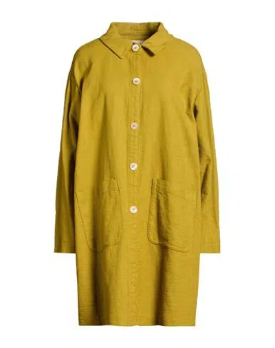 Alessia Santi Woman Overcoat & Trench Coat Mustard Size 12 Cotton, Elastane In Yellow
