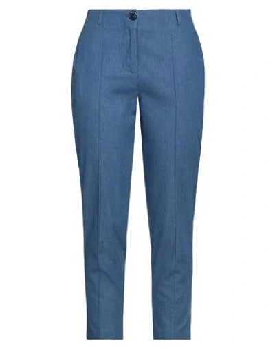 Alessia Santi Woman Pants Blue Size 4 Cotton